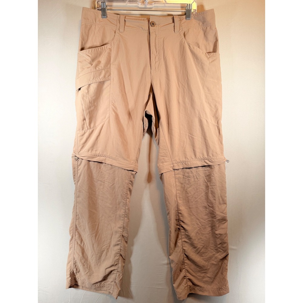 Mountain Hardwear Mens Convertible Hiking Pants Khaki Tan Zip Off 34x30 Nylon